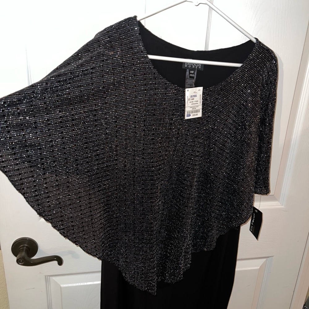 NWT Enfocus Women Evening Black Dress with Sparkles